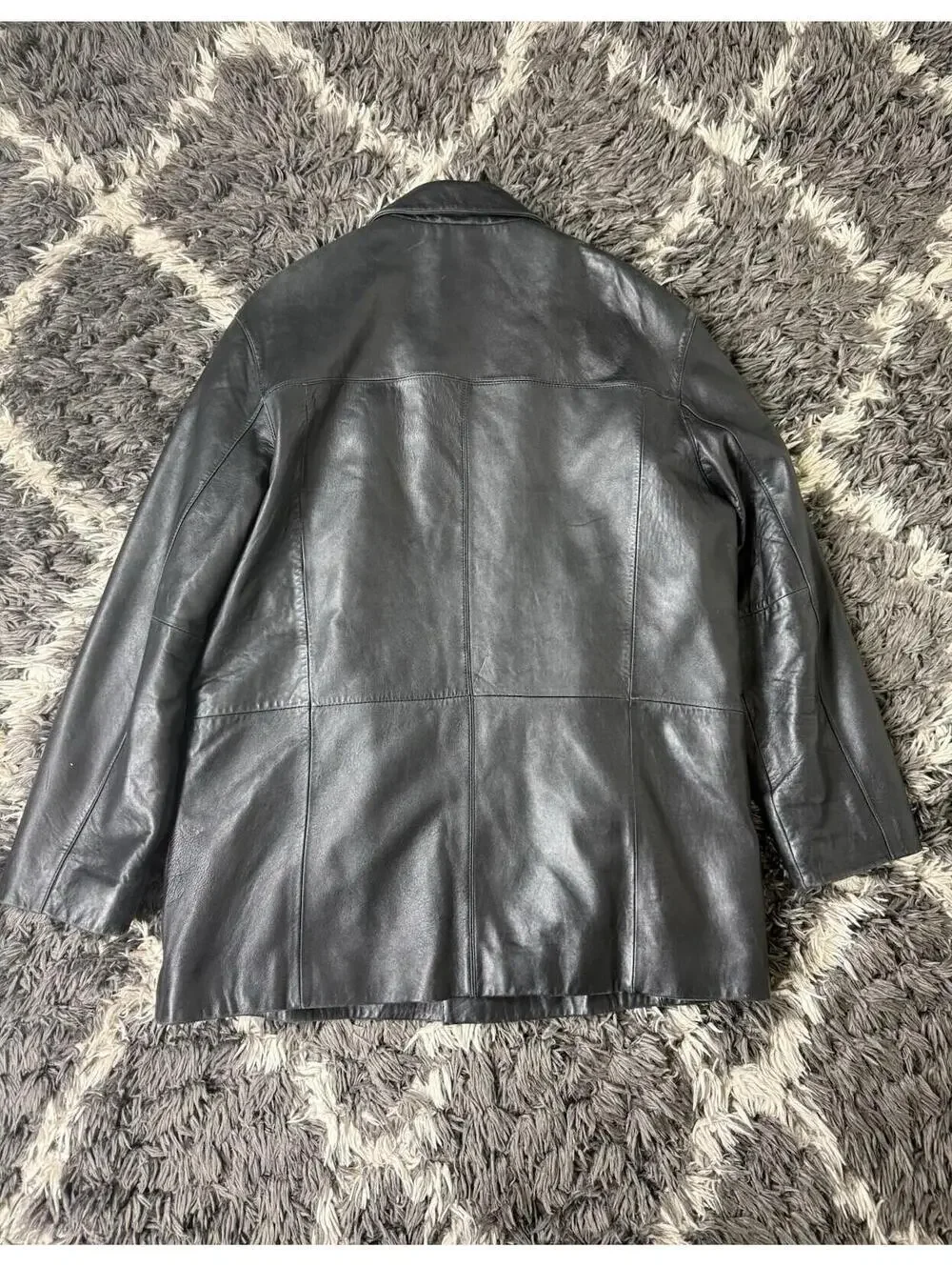 VTG Nicole Miller New York Black 100% Genuine Leather Jacket Quilted Pockets XL